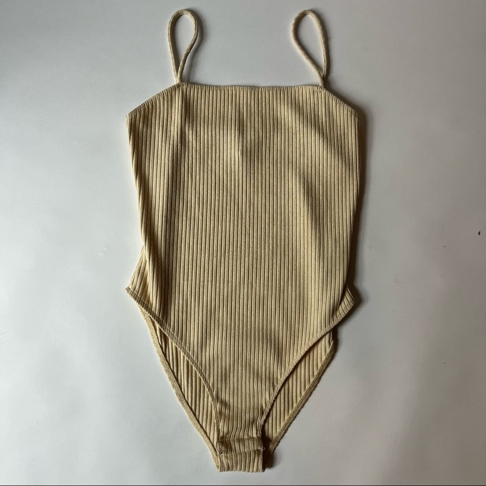 Topshop Ribbed Bodysuit Square Neck